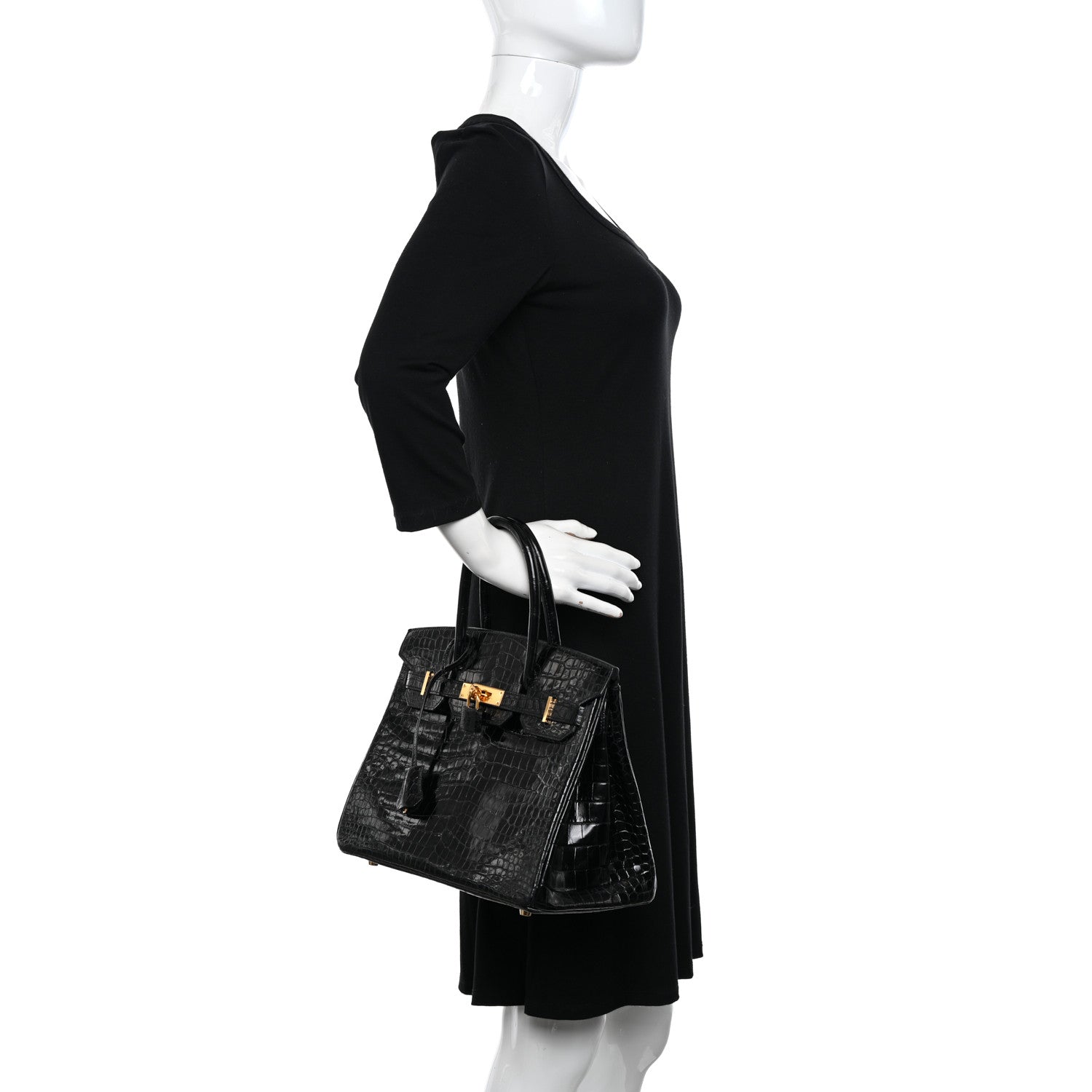 Hermes Shiny Porosus Crocodile Birkin 30 Black 3 of 11