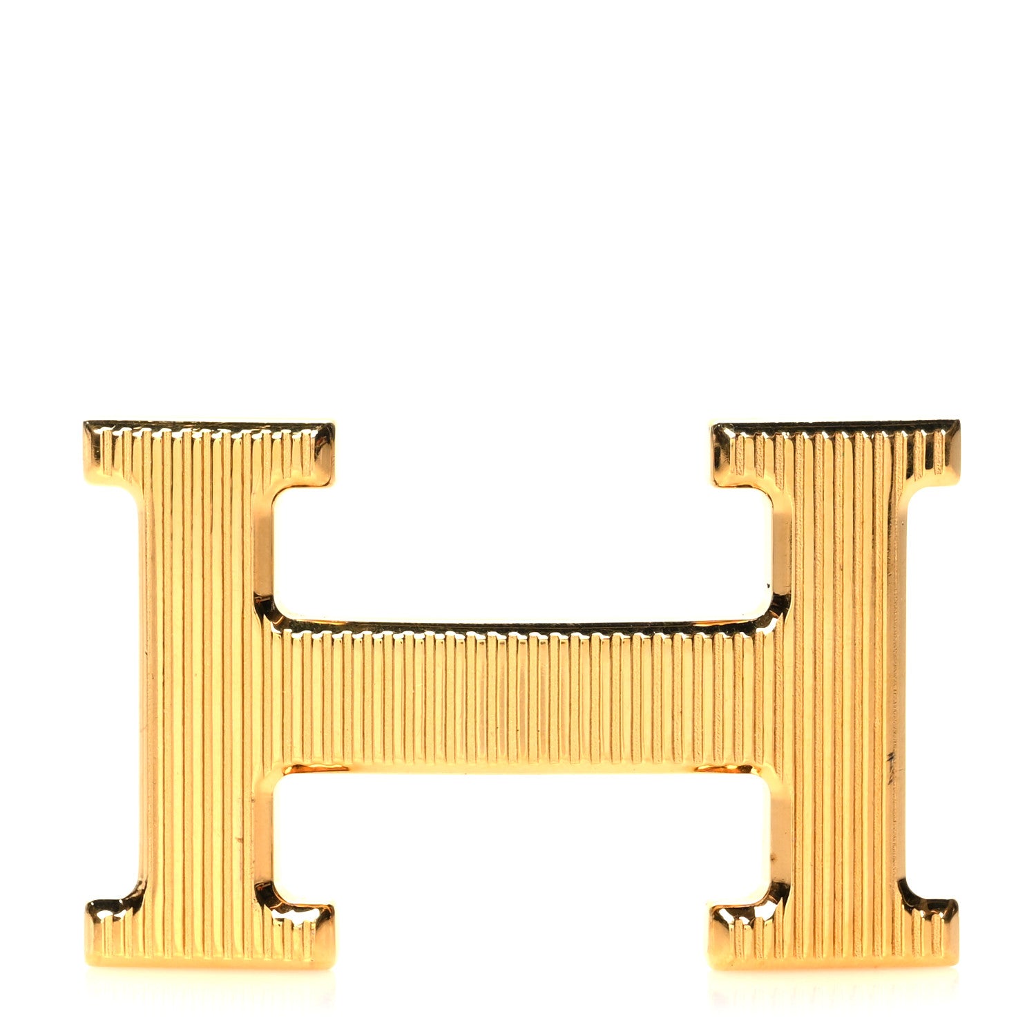 Hermes Brass Gold Plated 32mm Strie H Belt Buckle 1 of 3