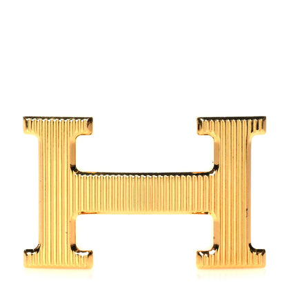 Hermes Brass Gold Plated 32mm Strie H Belt Buckle 1 of 3