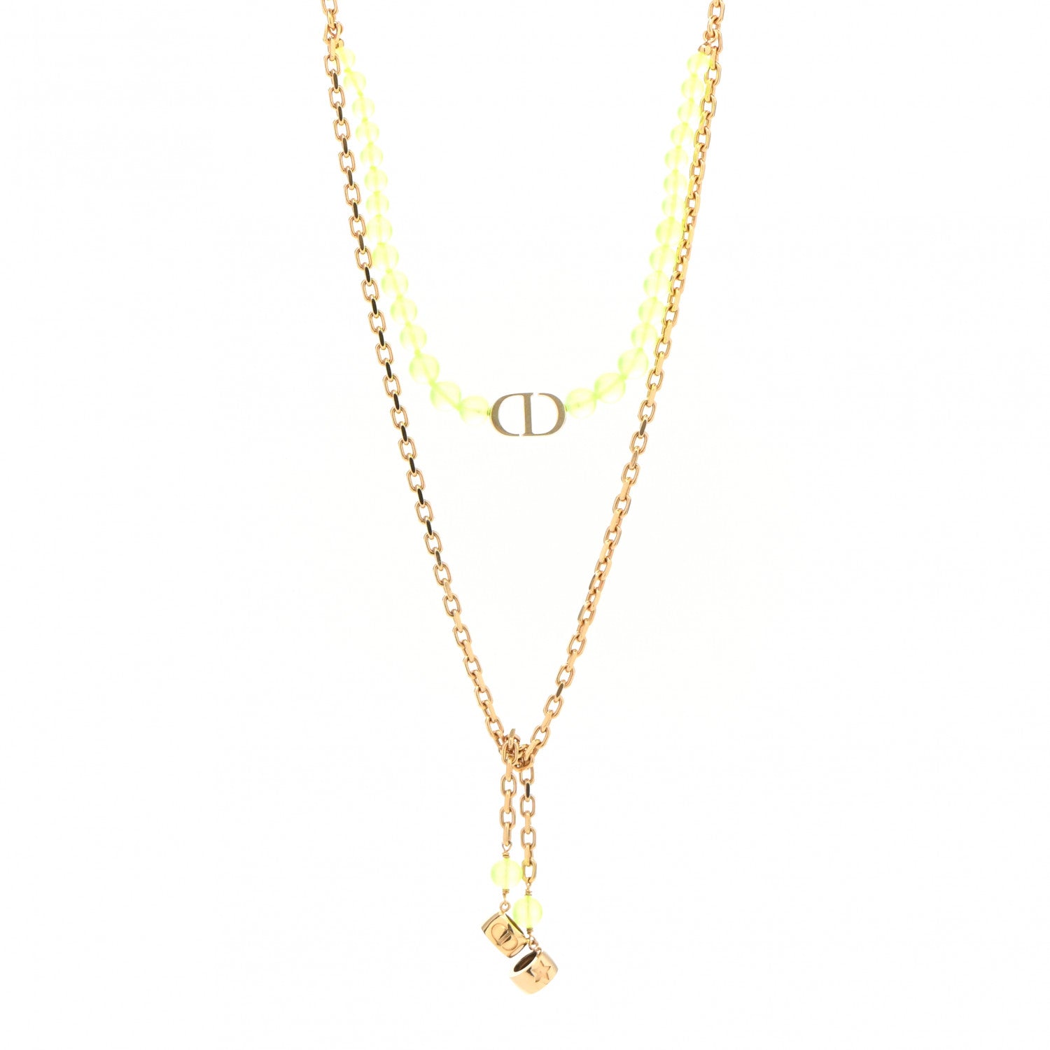 Christian Dior Metal CD Necklace Gold Neon 1 of 6