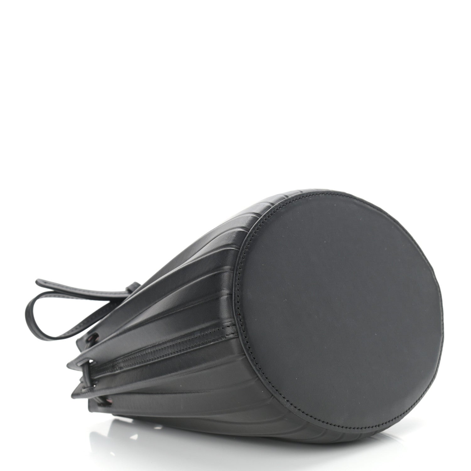 Mansur Gavriel Vegetable Tanned Calfskin Pleated Mini Bucket Bag Black Flamma 4 of 10