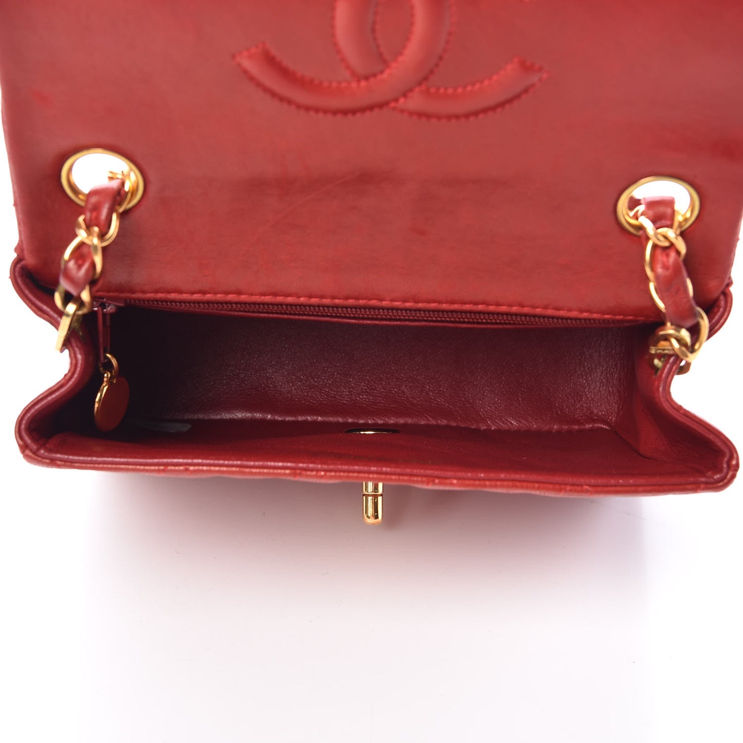 Lambskin Quilted Mini Square Flap Red