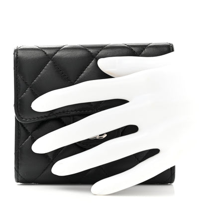 Chanel Lambskin Quilted Compact Flap Wallet Black 2 of 9