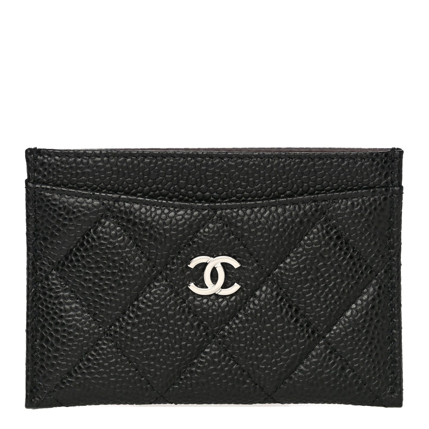 Caviar Quilted Card Holder Black