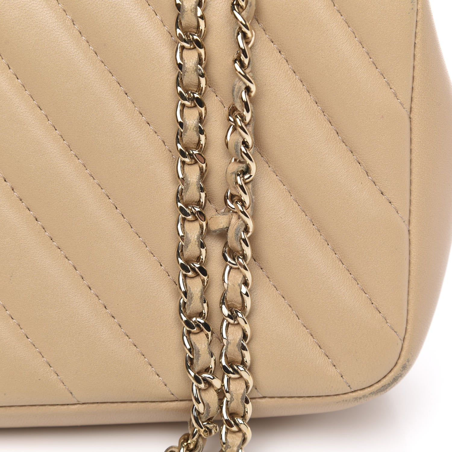 Chanel Lambskin Chevron Quilted Small Single Flap Light Beige 13 of 17