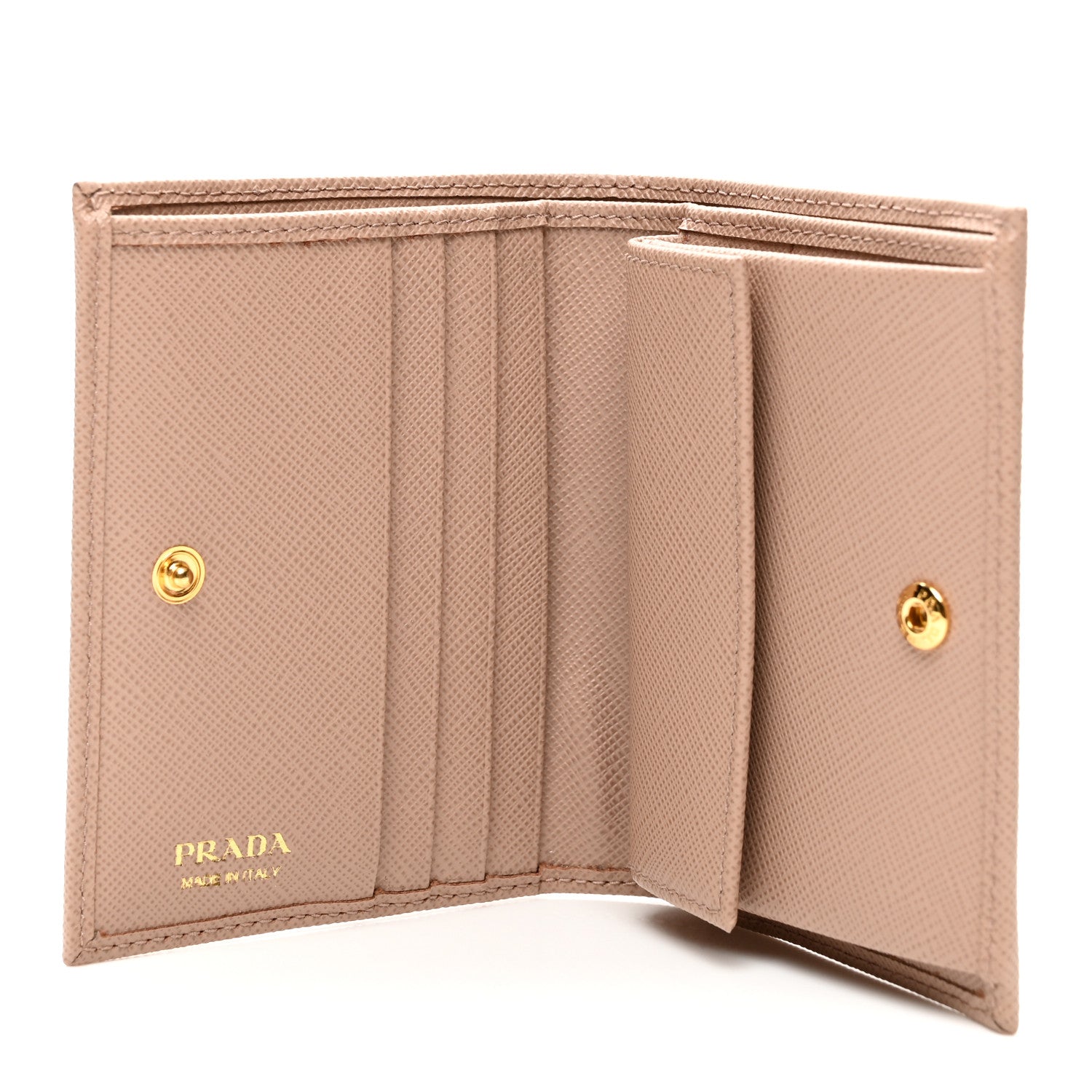 Prada Saffiano Small Triangle Bi-Fold Wallet Cipria 5 of 7