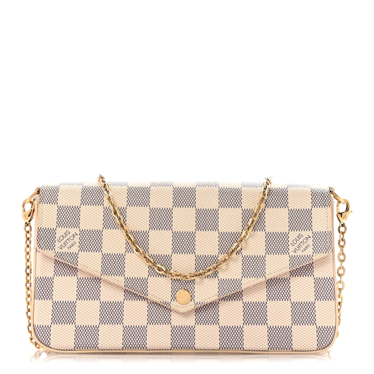Louis Vuitton Damier Azur Pochette Felicie Chain Wallet Rose Ballerine 1 of 10
