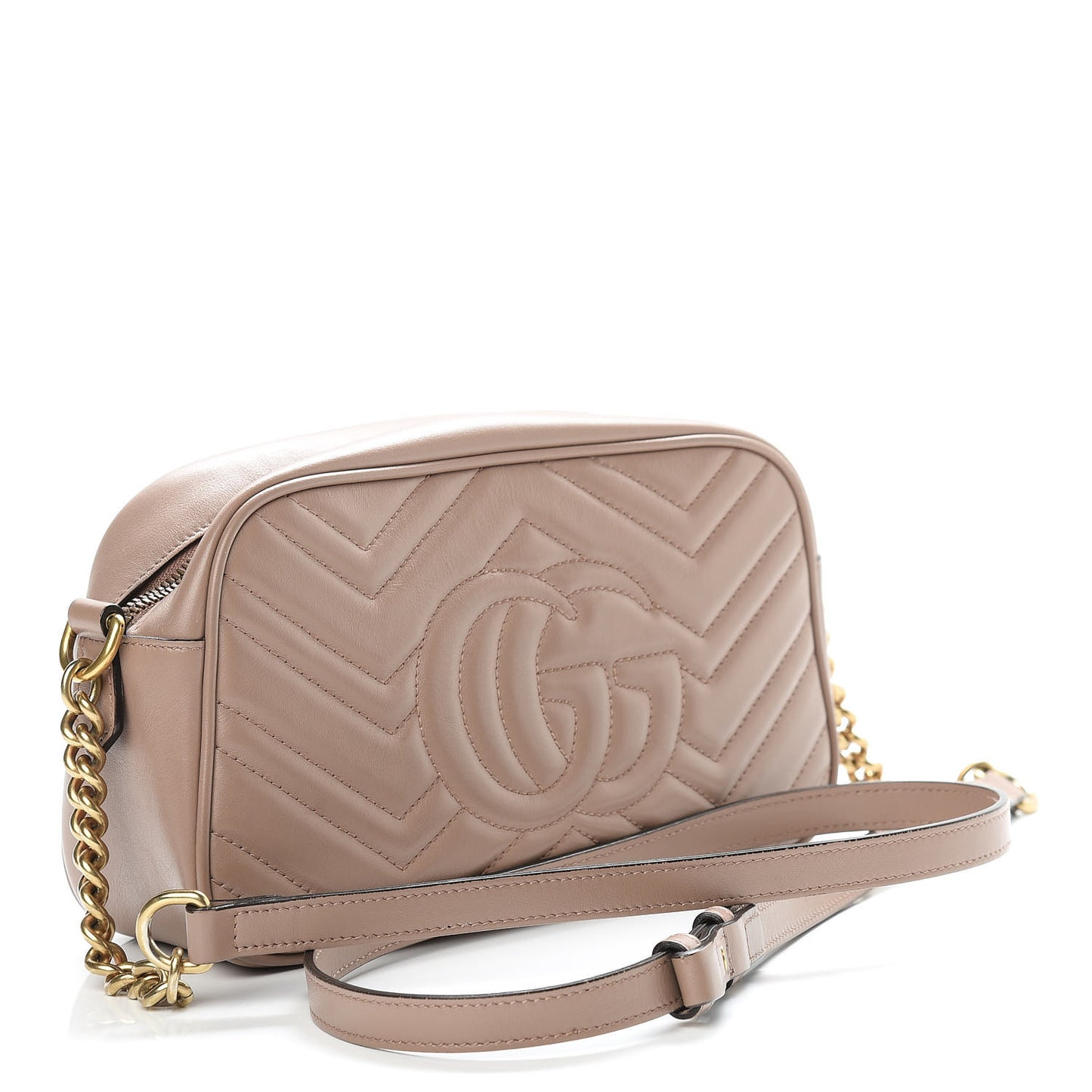 Calfskin Matelasse Small GG Marmont Chain Shoulder Bag Porcelain Rose