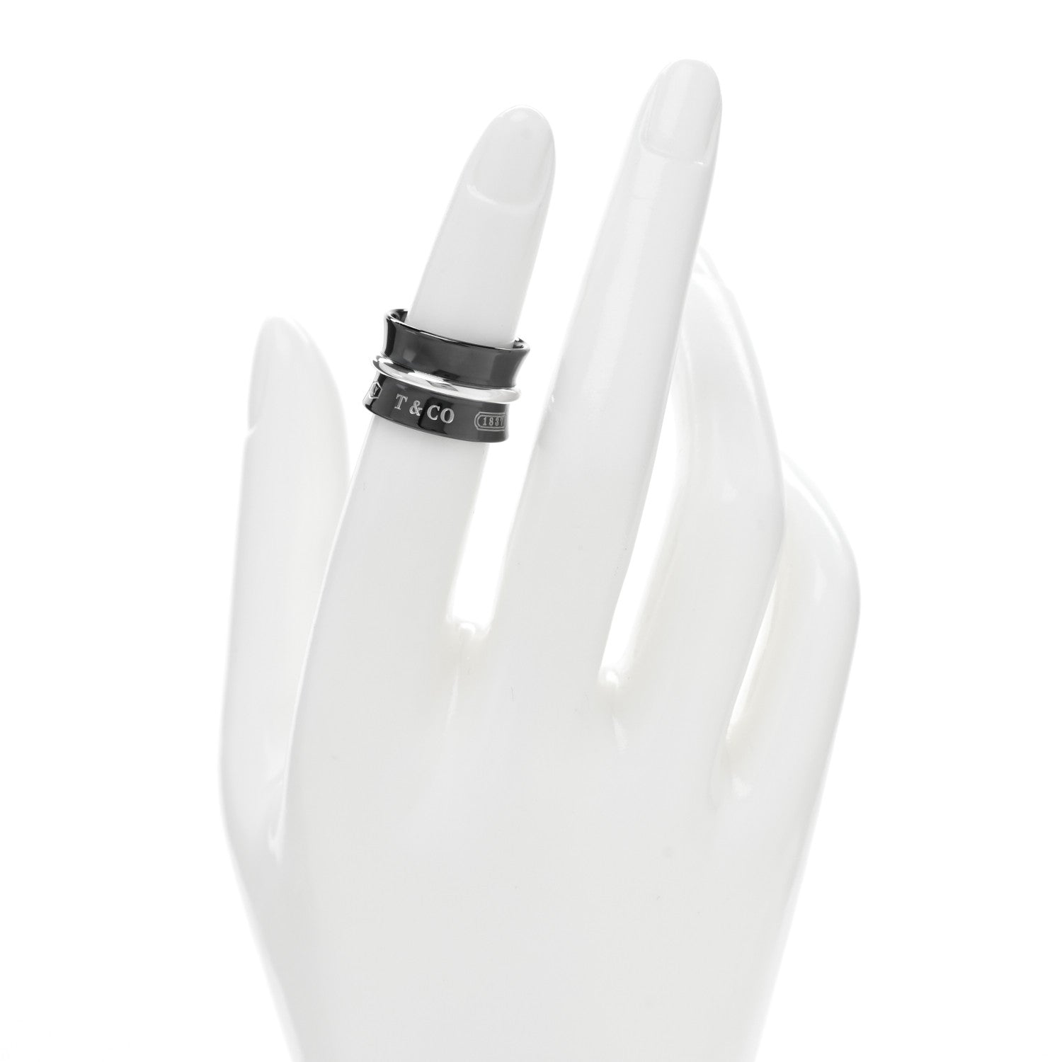 Tiffany Sterling Silver Titanium 1837 Wide Ring 47 4 2 of 5