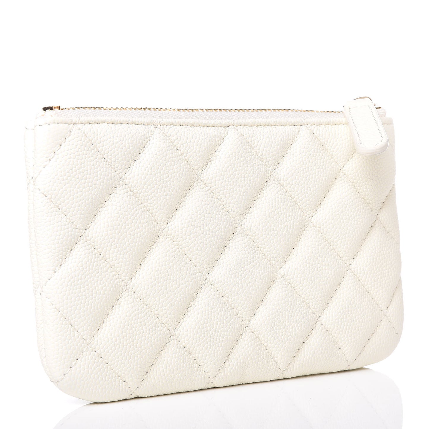 Caviar Quilted Small Cosmetic Case White