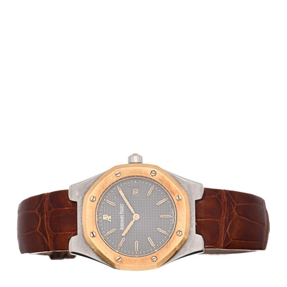 Audemars Piguet Stainless Steel 18K Yellow Gold Alligator 28mm Royal Oak Quartz Watch Grey 66800SA 2 of 4