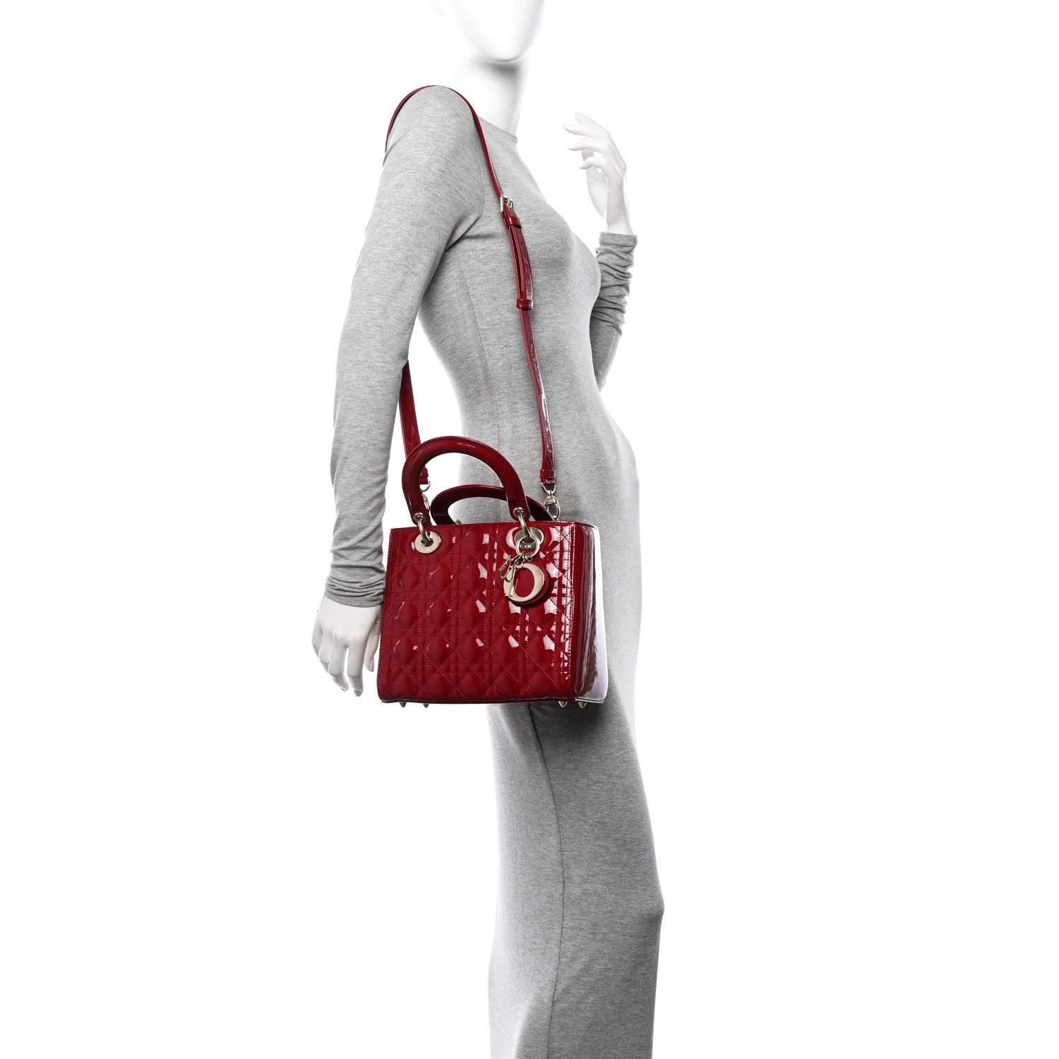 Christian Dior Patent Cannage Medium Lady Dior Red 3 of 10