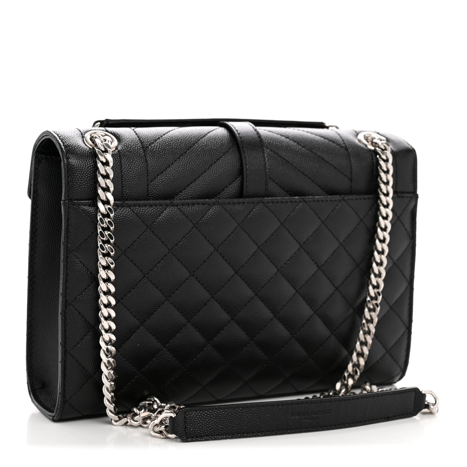 Saint Laurent Grain De Poudre Textured Mixed Matelasse Triquilt Medium Monogram Satchel Black 3 of 12