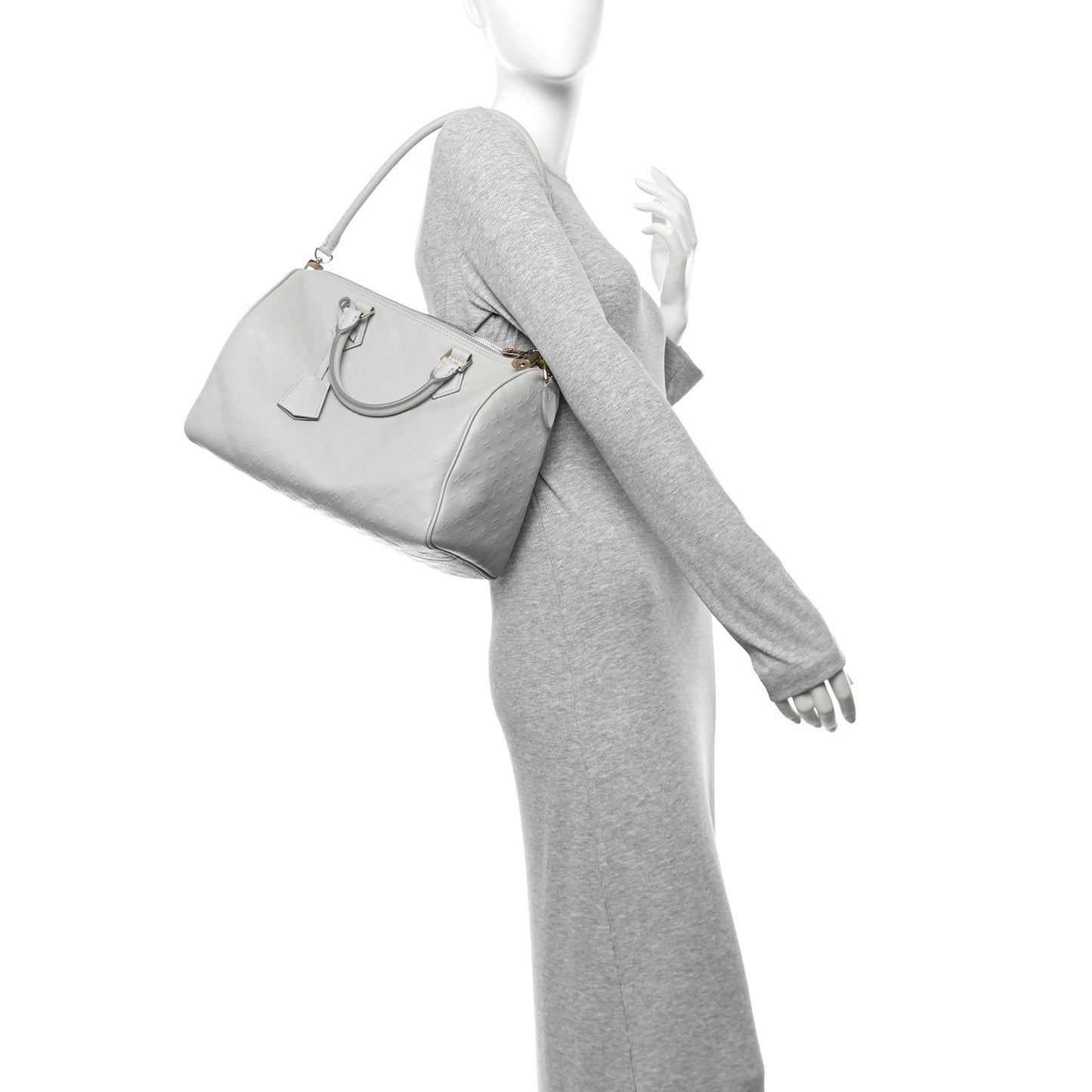 Calfskin Minigram Speedy Soft 30 Cloud Gray