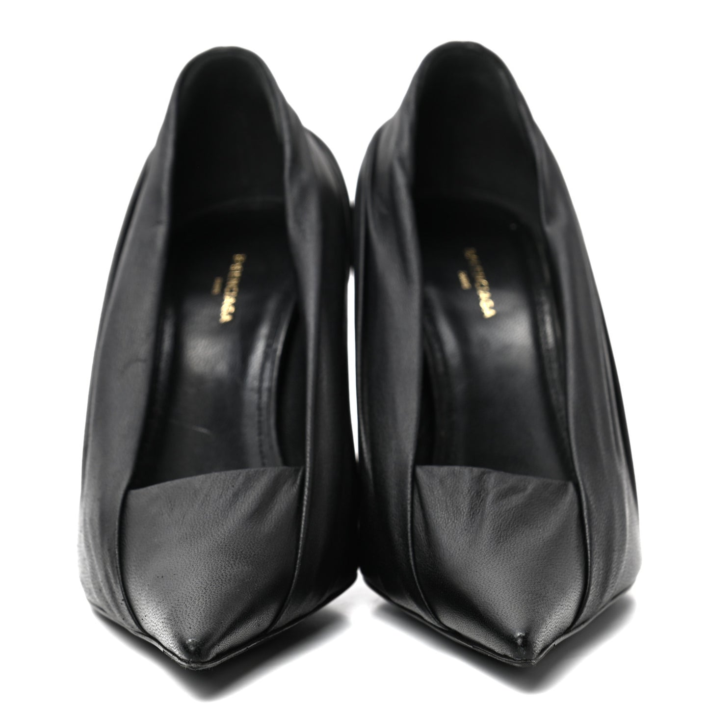 Jersey Crepe Drape Knife Pointed Pumps 37 Black