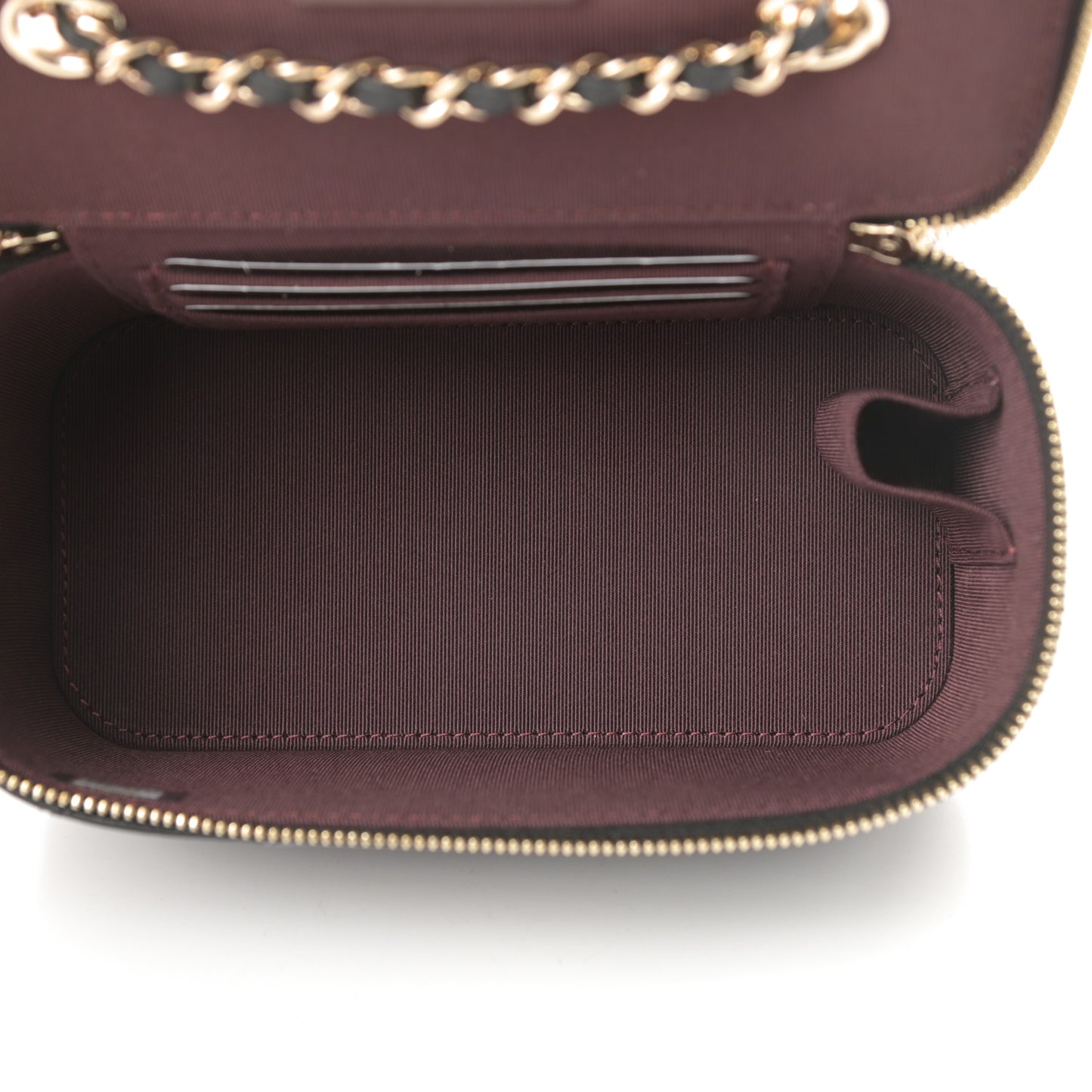 Lambskin Quilted Small Vanity Case With Chain Black