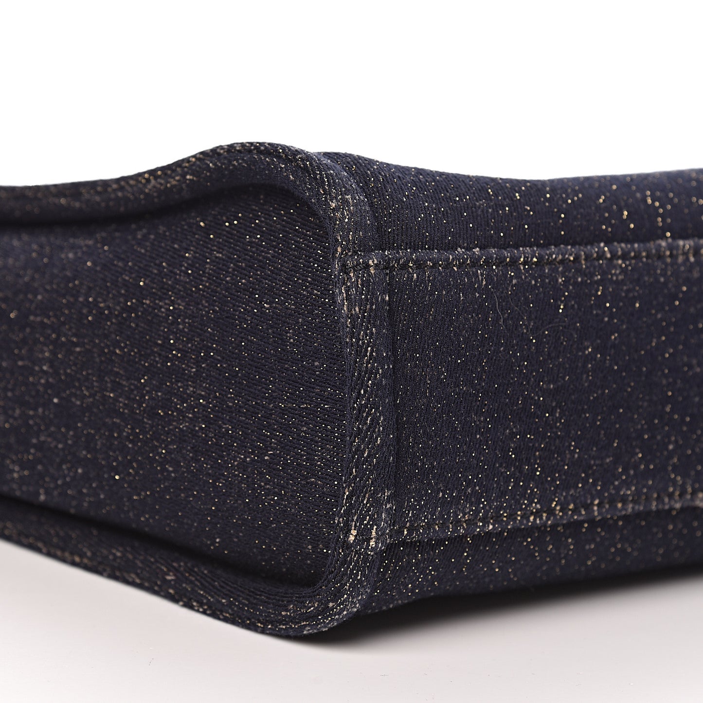 Lurex Canvas Mini Deauville Tote Navy Blue Gold