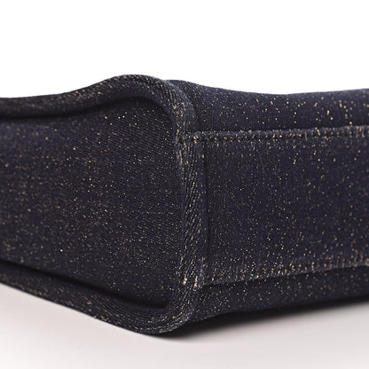 Chanel Lurex Canvas Mini Deauville Tote Navy Blue Gold 5 of 11