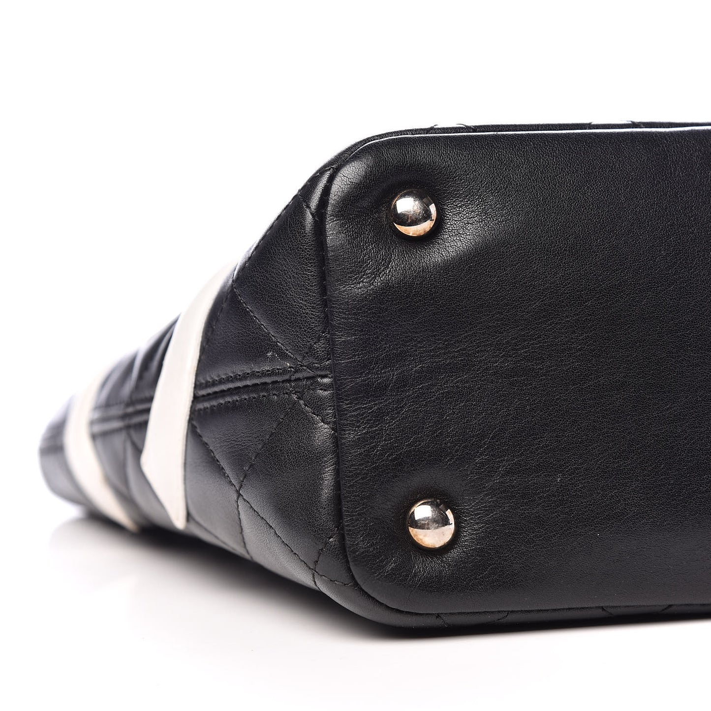 Calfskin Quilted Small Cambon Tote Black White