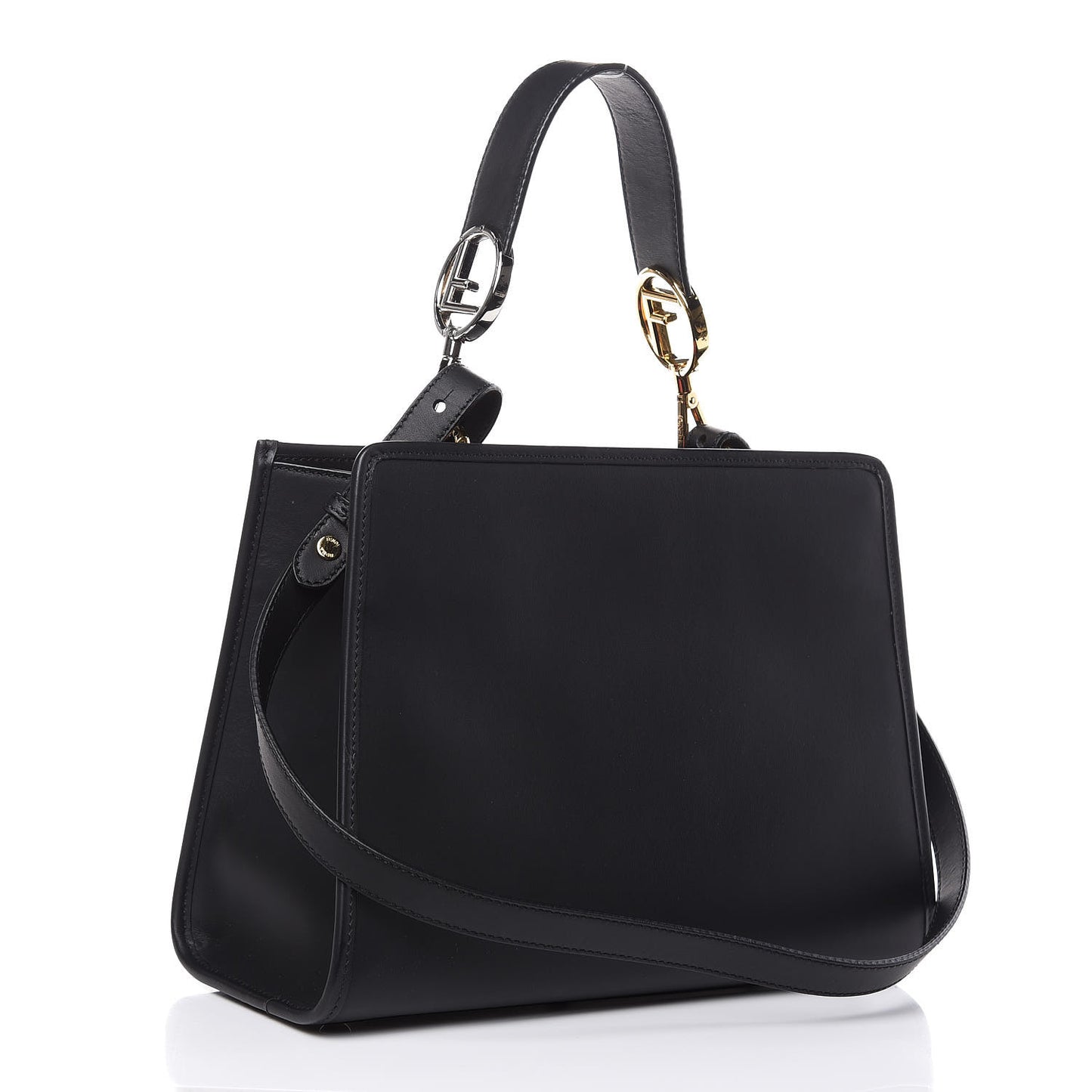 Vitello Century F is Fendi FF 1974 Embossed Small Runaway Satchel Black Maya