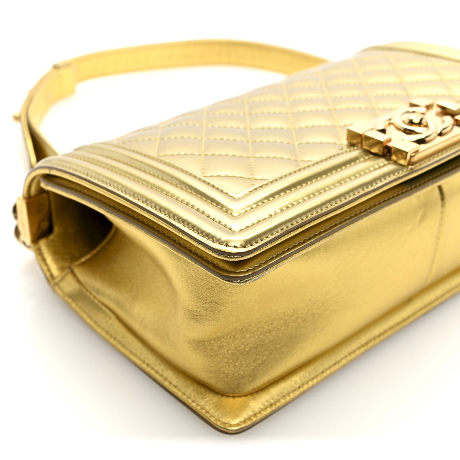 Chanel Metallic Patent Calfskin Quilted Medium Boy Flap Gold 9 of 10