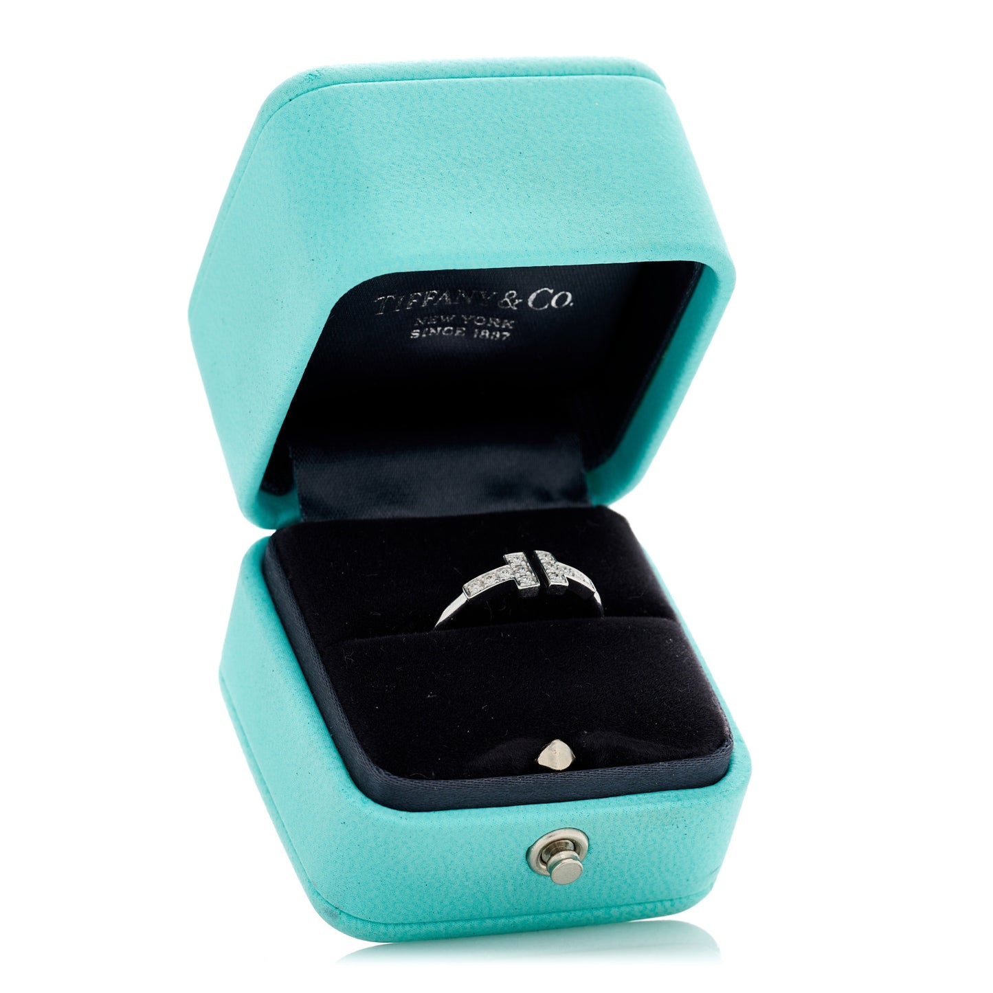 18K White Gold Diamond T Wire Ring 55 7.25