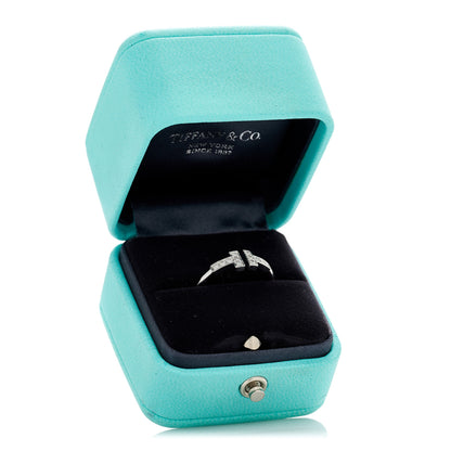 Tiffany 18K White Gold Diamond T Wire Ring 55 7.25 5 of 5