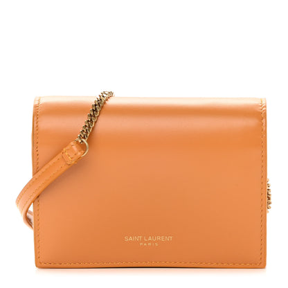 Saint Laurent Calfskin Monogram Chain Card Case Orange 1 of 12