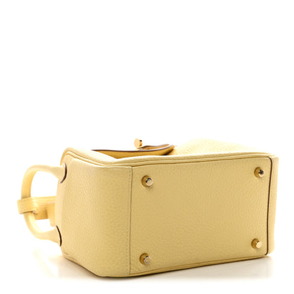 Hermes Taurillon Clemence Verso Mini Lindy 20 Jaune Poussin Craie 4 of 11
