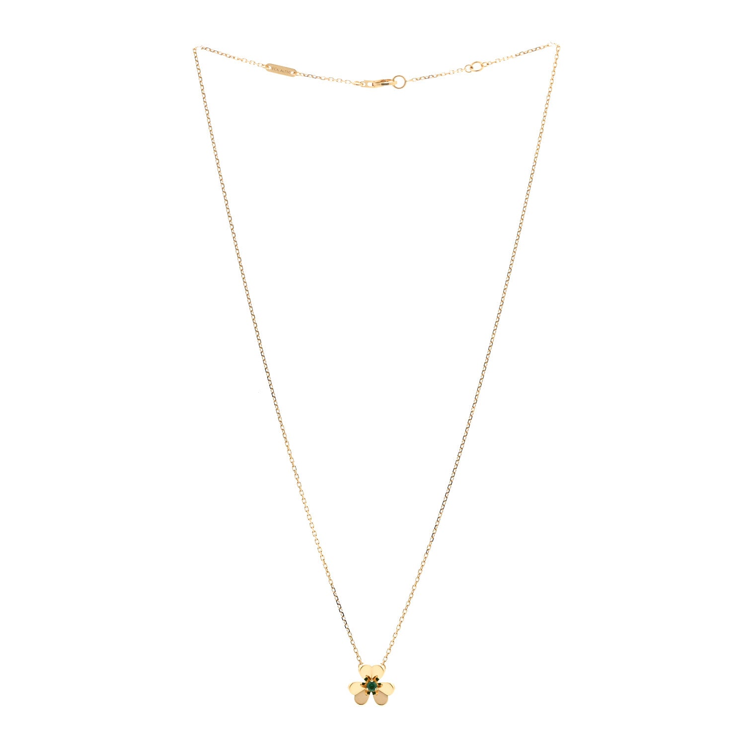 Van Cleef & Arpels 18K Yellow Gold Emerald Mini Frivole Pendant Necklace 3 of 6