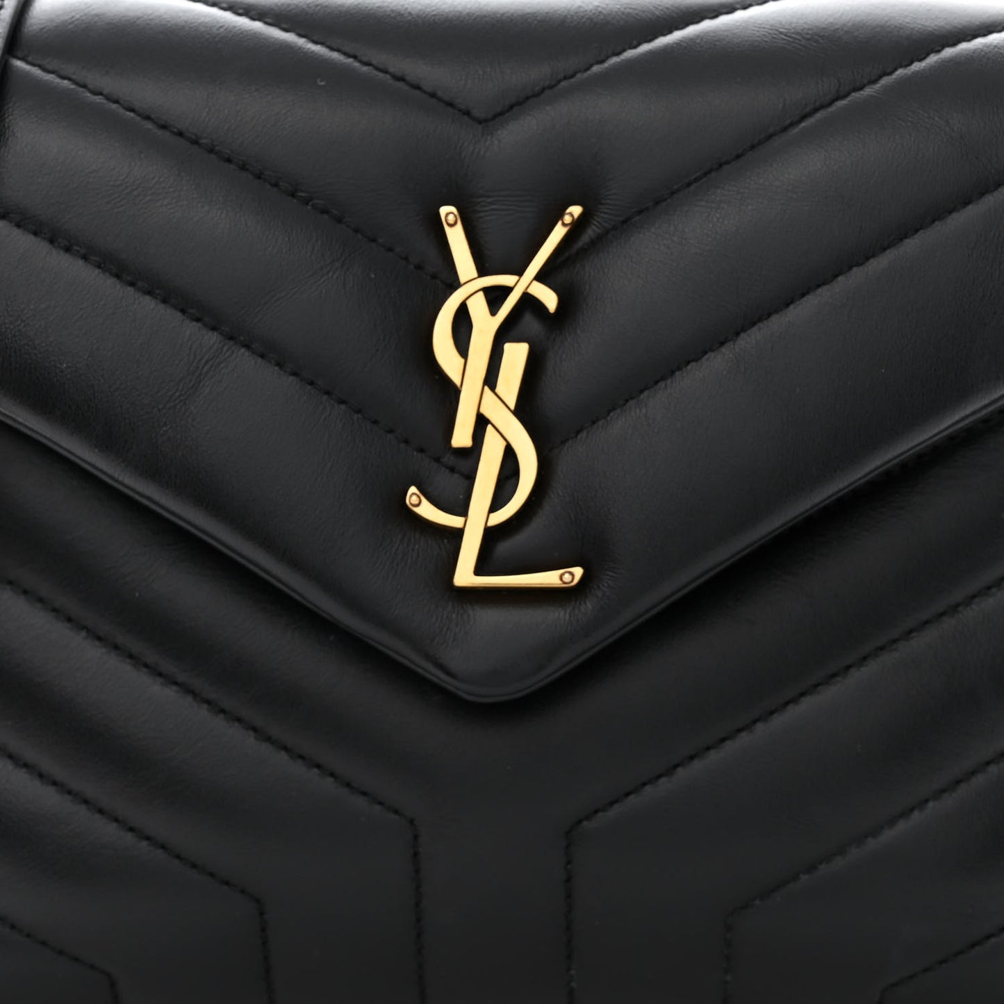 Calfskin Y Quilted Monogram Small Loulou Chain Satchel Black