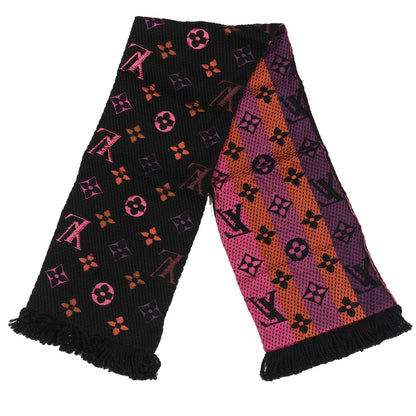 Louis Vuitton Wool Silk Rainbow Logomania Scarf Black 2 of 3