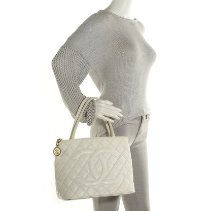 Chanel Caviar Quilted Medallion Tote White 2 of 7