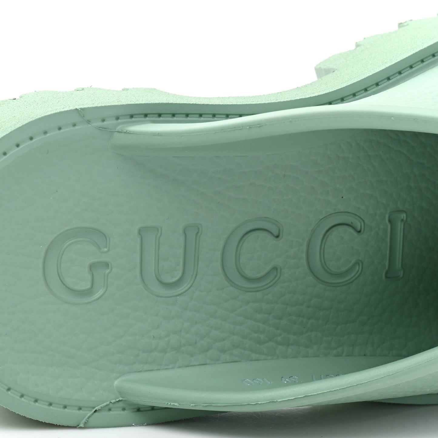 Rubber GG Monogram Perforated Elea Platform 55mm Lug Sole Sandals 39 Pacific Green