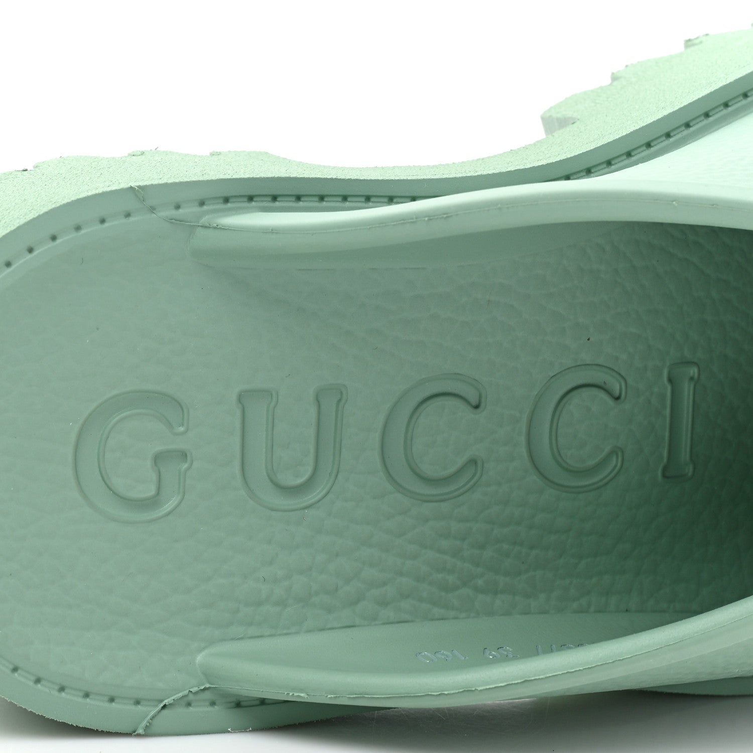 Gucci Rubber GG Monogram Perforated Elea Platform 55mm Lug Sole Sandals 39 Pacific Green 7 of 9