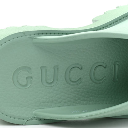 Gucci Rubber GG Monogram Perforated Elea Platform 55mm Lug Sole Sandals 39 Pacific Green 7 of 9