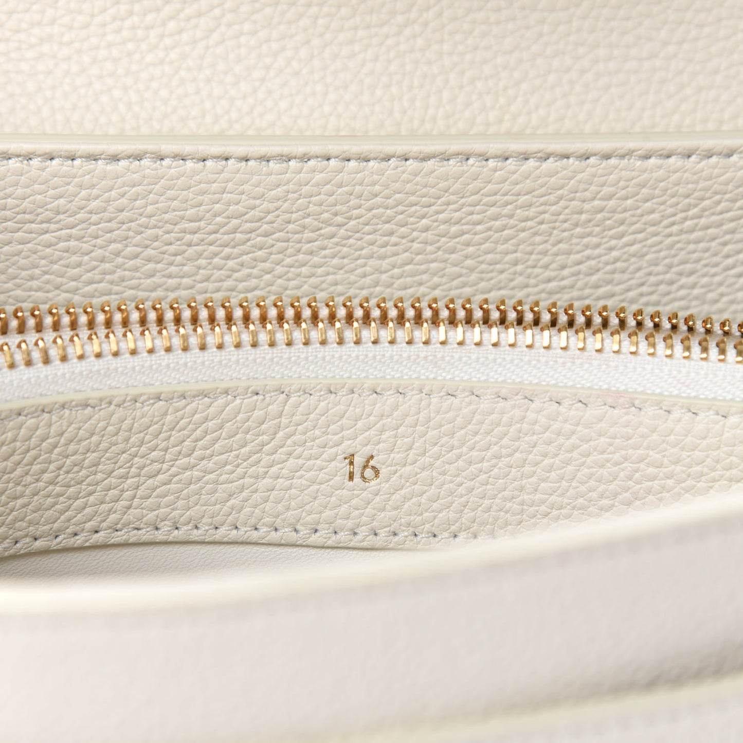 Grained Calfskin Small 16 Top Handle Bag White