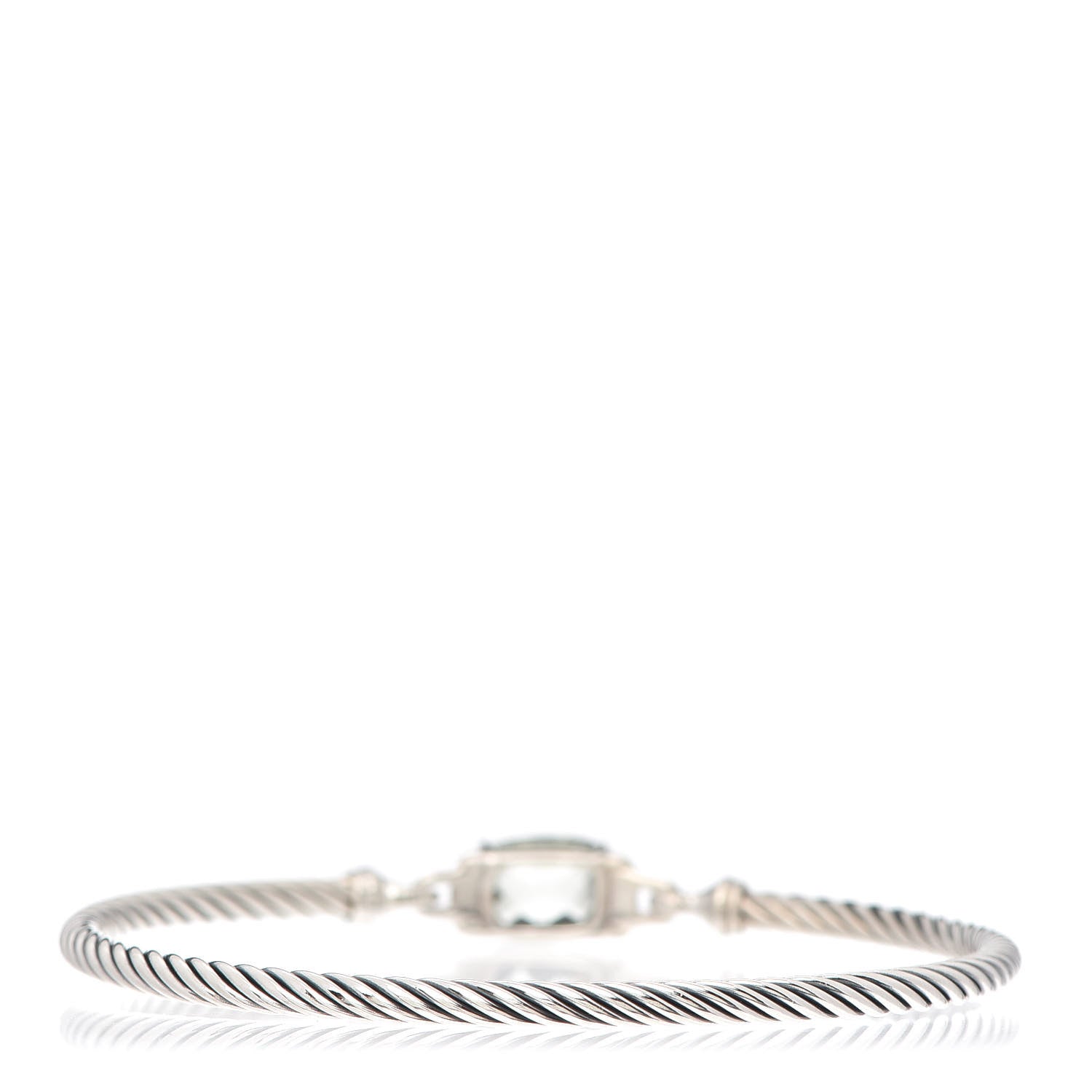 David Yurman Sterling Silver Diamond Prasiolite 3mm Petite Wheaton Bracelet 3 of 5