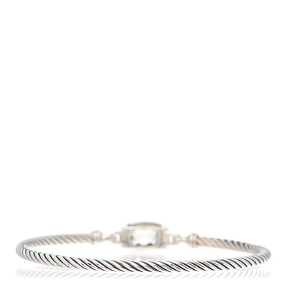 David Yurman Sterling Silver Diamond Prasiolite 3mm Petite Wheaton Bracelet 3 of 5