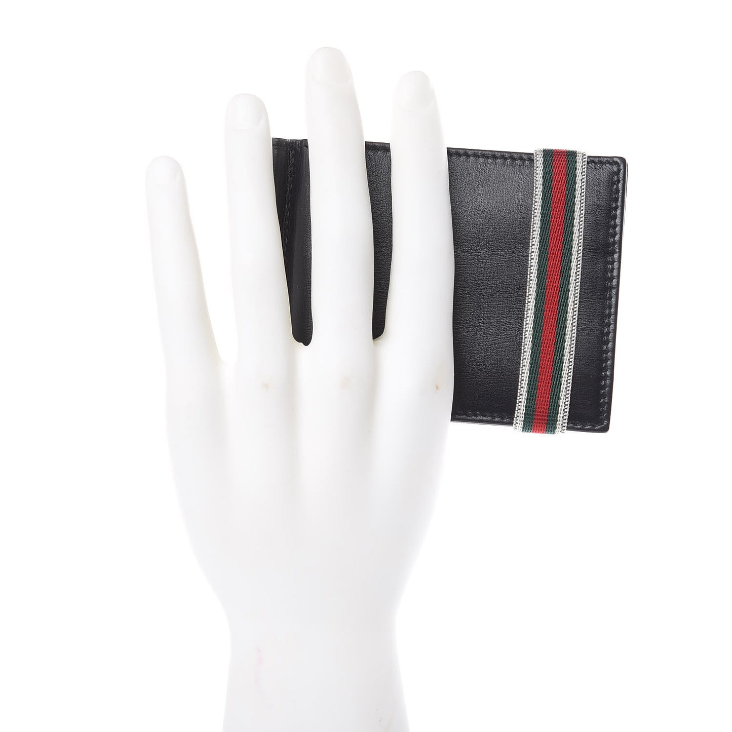 Calfskin Web Bi-Fold Wallet Black