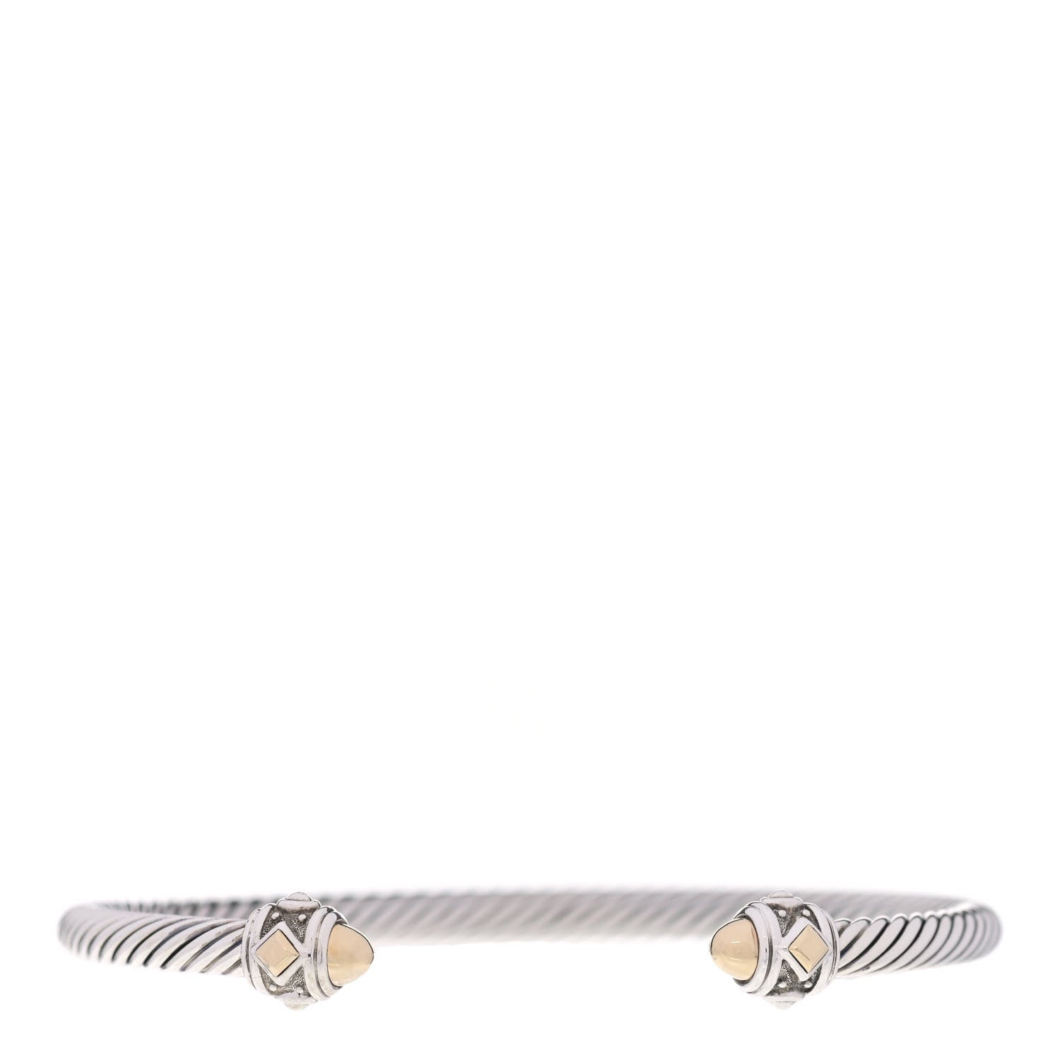 David Yurman Sterling Silver 18K Yellow Gold 4mm Cable Renaissance Bracelet 1 of 5