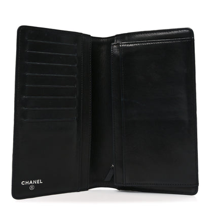 Chanel Lambskin Camellia Embossed Yen Wallet Black 5 of 10
