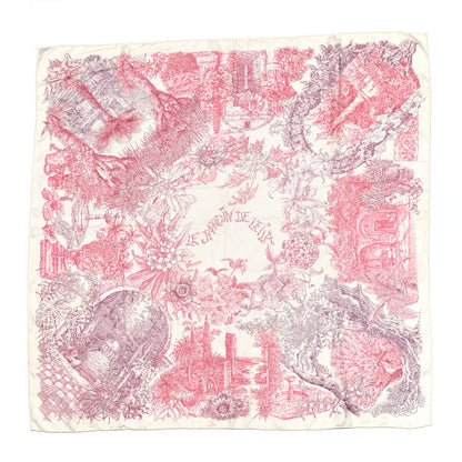 Hermes Silk Le Jardin de Leila Scarf 90 Blanc Framboise Prune 1 of 8