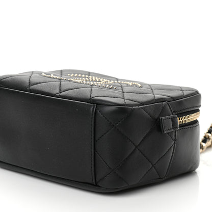 Chanel Lambskin Quilted Studded Quilted Vanity Case With Chain Black 10 of 10