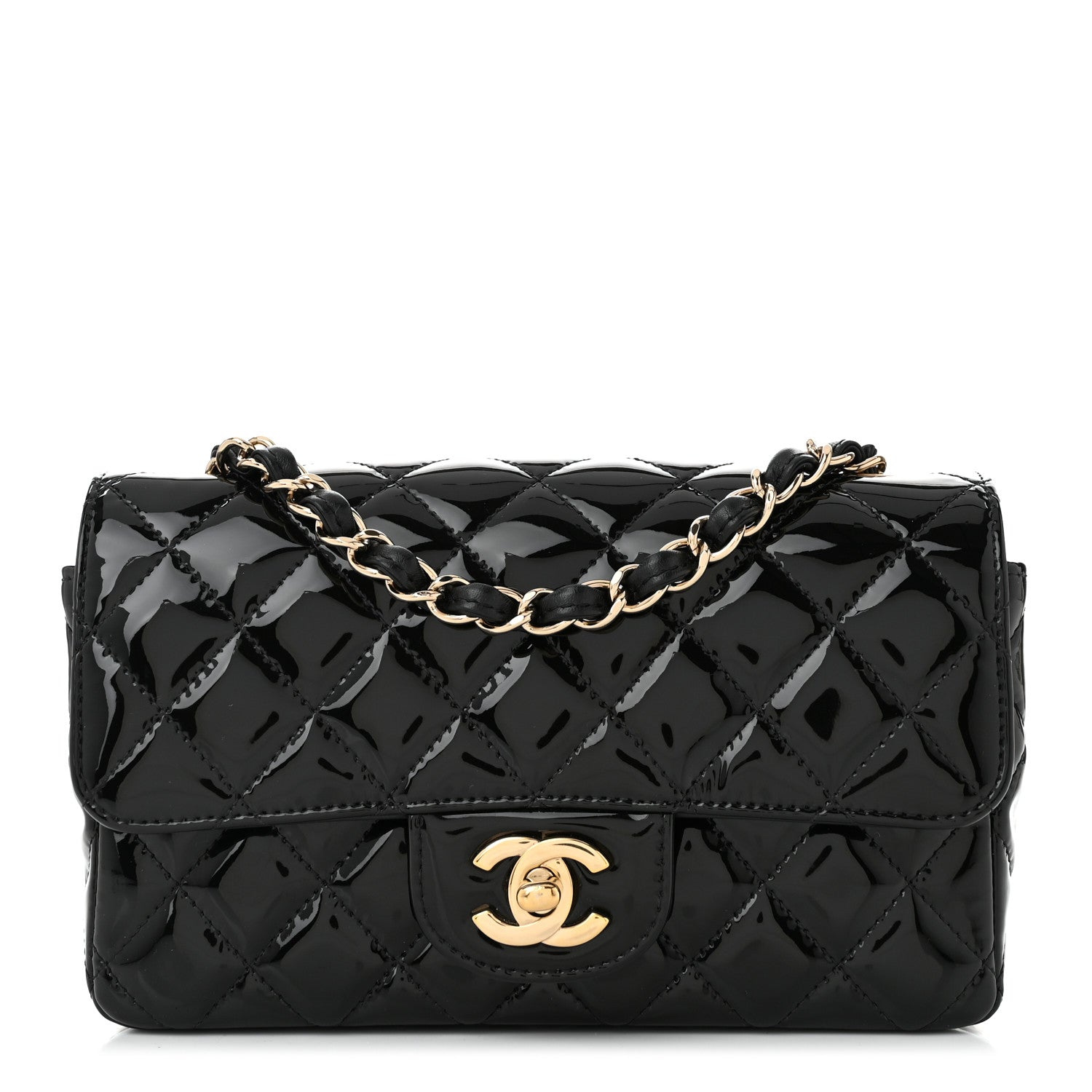 Chanel Patent Calfskin Quilted Mini Rectangular Flap Black 1 of 11