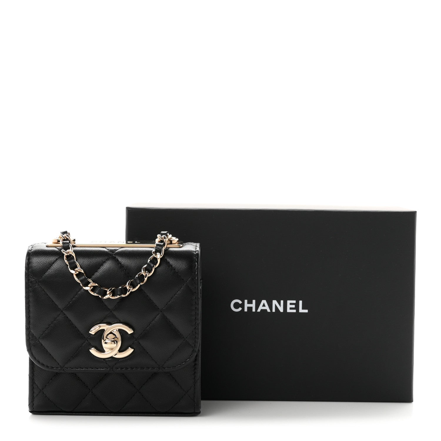 Chanel Lambskin Quilted Mini Trendy CC Chain Wallet Black 11 of 11