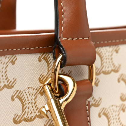 Celine Triomphe Canvas Calfskin Mini Horizontal Cabas White 10 of 12