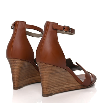 Hermes Calfskin Legend Wedge Sandals 36 Gold 4 of 8