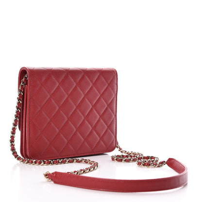 Chanel Caviar Quilted Square Wallet On Chain WOC Dark Red 3 of 12