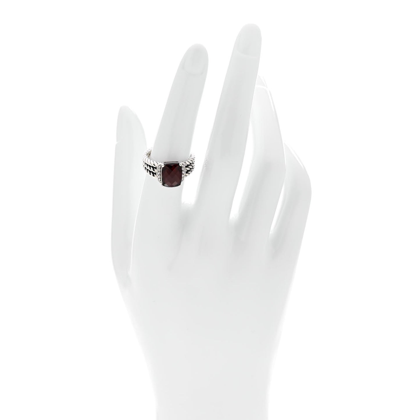 Sterling Silver Diamond Garnet 10mm Petite Wheaton Ring 54 6.75